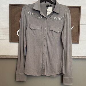 Cruel Girl Silver Studded Button Down Shirt New With Tags